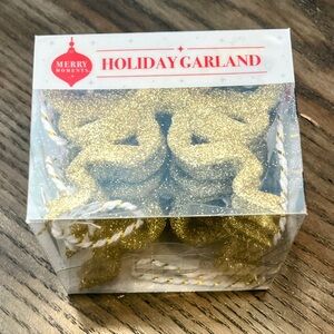 NEW in BOX Gold Glitter Bow Holiday Garland